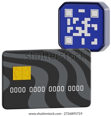 Debit Card and QR Code 3D Illustration