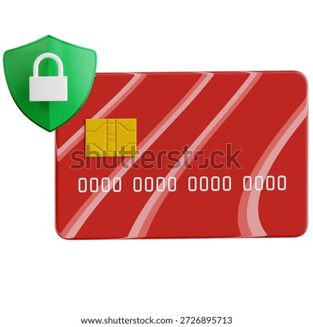 Debit Card and Security Shield 3D Illustration