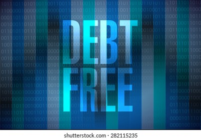 debt free binary sign concept illustration design over blue