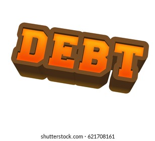 Debt Text for Title or Headline. In 3D Fancy Fun and Futuristic style