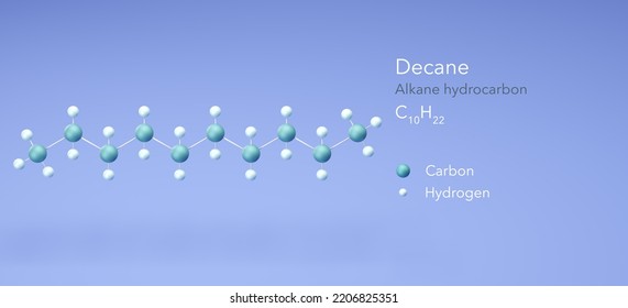 Decane, Molecular Structures, Alkane Hydrocarbon, 3d Model, Structural Chemical Formula And Atoms With Color Coding