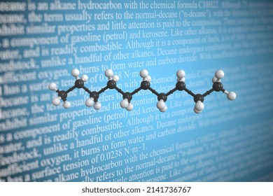 Decane Scientific Molecular Model,  3D Rendering