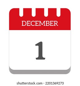 December 1 Calendar Flat Icon