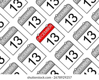 December 13, background with seamless pattern of daily calendars. Dec. National guard day
