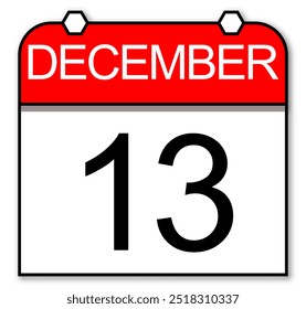 December 13. A square calendar of a specific date. Deadline. - Powered by Shutterstock