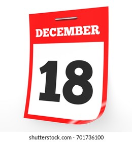December 18 Calendar On White Background Stock Illustration 701736100