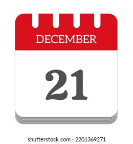 December 21 Calendar Flat Icon