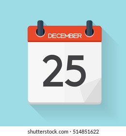 December 25 Calendar Flat Daily Icon Stock Illustration 514851622
