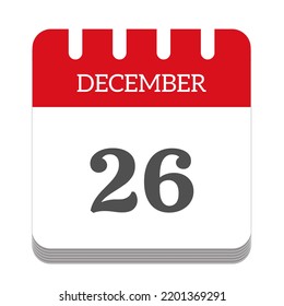 December 26 Calendar Flat Icon