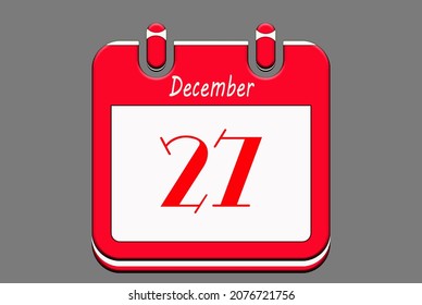 December 27, calendar Image of december, gray background with empty space for text.