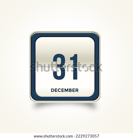 December 31. Button with text 3 November. Table calendar in 3D illustration style.