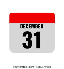 December 31 Calendar Icon On White Background 