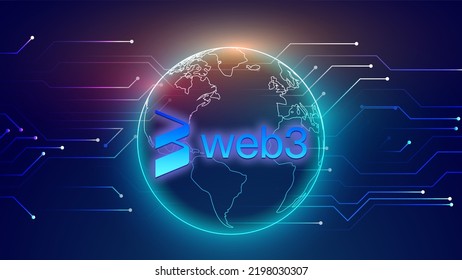 Decentralized Internet Web3, Web 3.0 3d Illustration Coming With Blockchain Technology