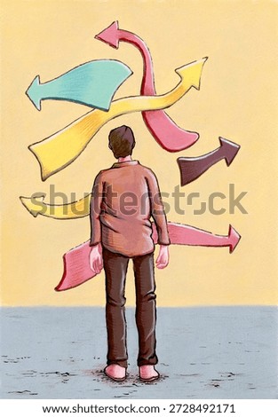 Deciding what to do when you have multiple choices in life. Traditional illustration, my own artwork.