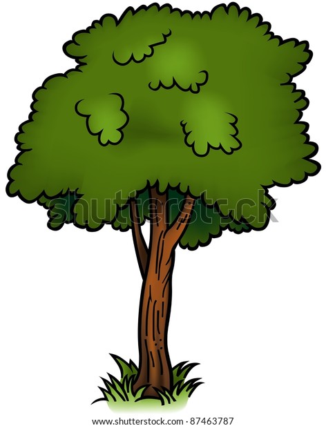 Deciduous Tree Colored Cartoon Illustration Stock Illustration 87463787