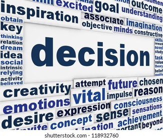 Decision message background. Making a choice management poster design