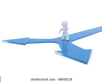 Decision point at crossroads. Image isolated on a white back ground