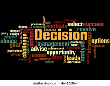 Decision Word Cloud Concept On Black Stock Illustration 464168864 ...