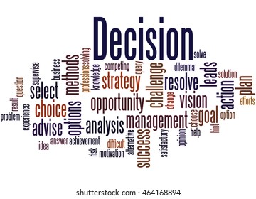 Decision Word Cloud Concept On White Stock Illustration 464168894 ...