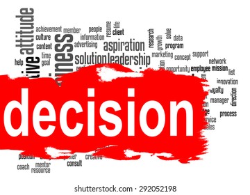 Decision word cloud image with hi-res rendered artwork that could be used for any graphic design.