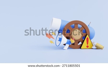 Declaration of war concept, beware of bullet danger, 3D illustration.