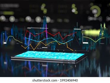 Decline And Decrease Of GDP - Failure And Breakdown Of Economy. Gross Domestic Product Gdp, 3d Illustration, 3d Rendering