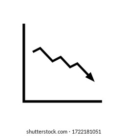 Decline Trend Icon. Presentation Chart With Zigzag Downward Line