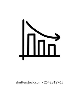 Declining trend icon. Declining trend icon