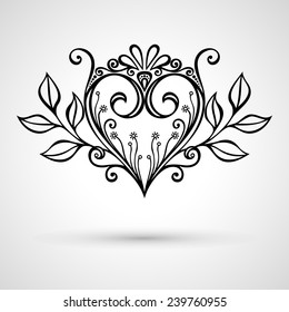Vector Deco Floral Heart Design Element Stock Vector (Royalty Free ...