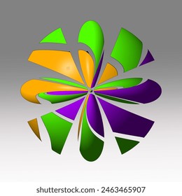 deconstruction sphere complementary colors, gray gradient background,  Painting games with the 3 basic colors, tribute to Joan Miró, abstract naturalism,
