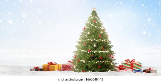 Beautiful Decorated Christmas Tree Present Boxes Stock Photo 316889540 ...