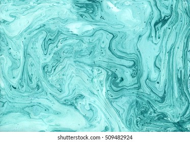 Decorative abstract texture. Turquoise background. Modern creative artwork. Trendy background can be used for a wide variety of purposes in web and graphic design. Liquid ink.