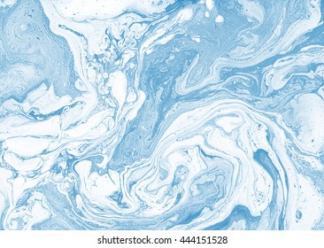 Decorative acrylic texture. Light blue and white colours. Beautiful abstract background. Marble. Modern creative artwork. Liquid ink on wet surface. Contemporary art.