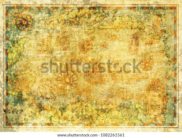 Decorative Antique Texture Background Nautical Chart Stock