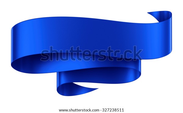 白い背景に装飾的な青いリボンバナー のイラスト素材