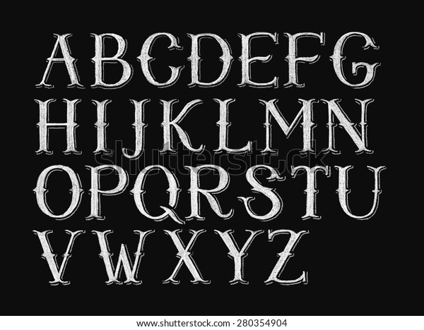 Decorative Capital Letters Handdrawn On Chalkboard Stock Illustration ...