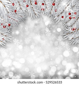 Christmas Background Fir Branch Border Bells Stock Vector (Royalty Free ...