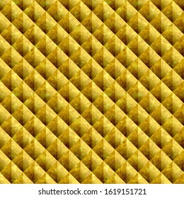 Decorative diamond shape - seamless pattern - Golden metallic surface of yellow orange color