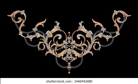 Decorative Elegant Luxury Design.golden Elements In Baroque, Rococo Style.