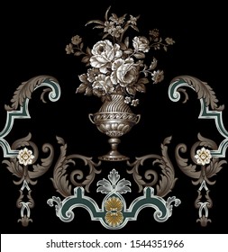 Decorative Elegant Luxury Design.Vintage Elements In Baroque, Rococo Style.Design For Cover, Fabric, Textile, Wrapping Paper .