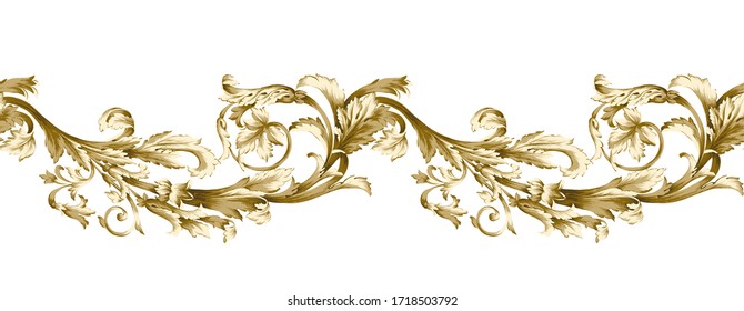 Decorative Elegant Luxury Design.Vintage Elements In Baroque, Rococo Style.Digital Painting.Design For Cover, Fabric, Textile, Wrapping Paper .