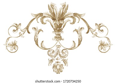 Decorative Elegant Luxury Design.Vintage Elements In Baroque, Rococo Style.Digital Painting.Design For Cover, Fabric, Textile, Wrapping Paper .