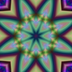 Decorative Fantasy , Flower Ornament. The Idea For The Fabric, Wallpaper, Carpets, Seal. Abstract Pattern Kaleidoscope Illustration With A Kaleidoscope. Psychedelic Background 