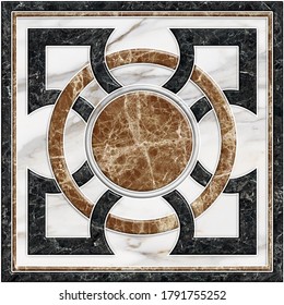Decorative floor texture with black and white marble combination 