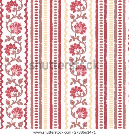 Decorative floral border pattern design for textiles, wallpaper, card