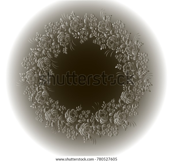 Decorative floral pattern in the shape\
of a circle. The illuminated ornament with lace\
motifs