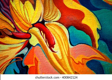 decorative flower painting by oil on canvas, illustration