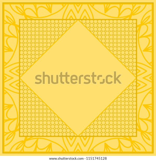 decorative frame design with lace elements.  \
illustration. yellow\
color