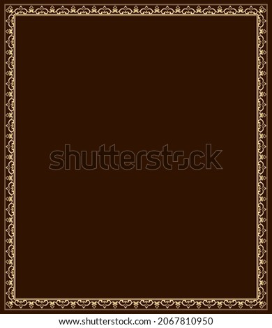 Decorative frame Elegant element for design in Eastern style, place for text. Floral golden border. Lace illustration for invitations and greeting cards.