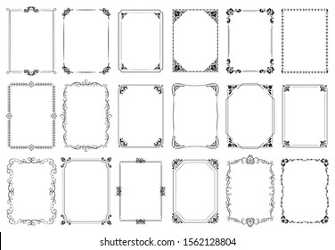 Decorative Frames. Retro Ornamental Frame, Vintage Rectangle Ornaments And Ornate Border. Decorative Wedding Frames, Antique Museum Picture Borders Or Deco Devider. Isolated Icons  Set